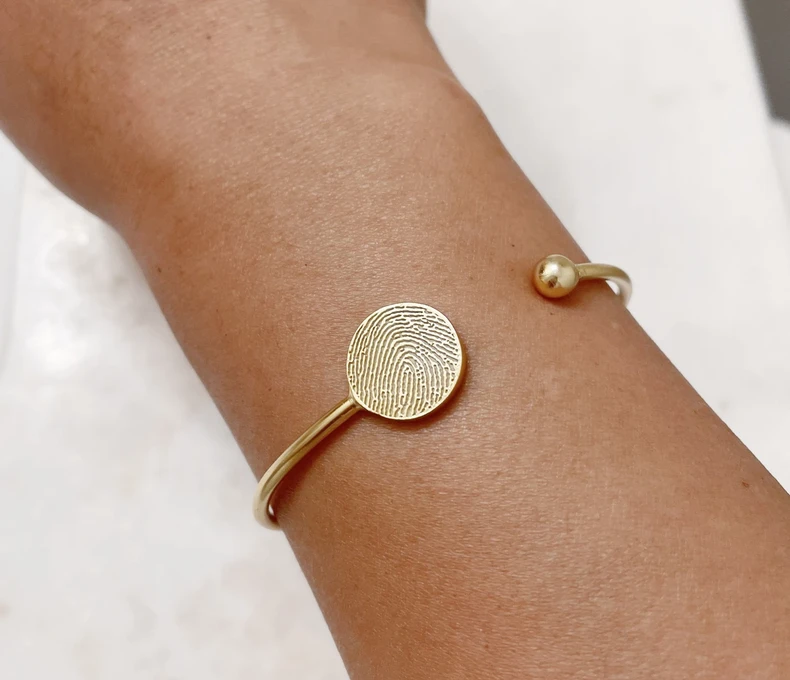 Goldenes Fingerprint Armband Armbaender Fingerabdruck Schmuck Gedank Anhaenger Hand Fussabdruck Kinderschmuck Erinnerungsschmuck Trauer Liebesbeweis Vergoldet Silber Rose 925silber