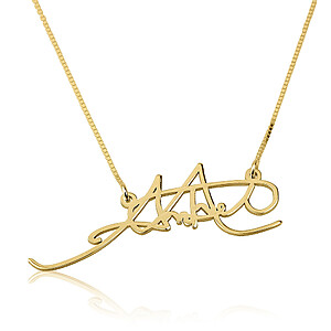 Handschrift Unterschrift Signatur Erinnerungsschmuck 3d Anhaenger Kette Gedenkschmuck Trauer Freude Gold
