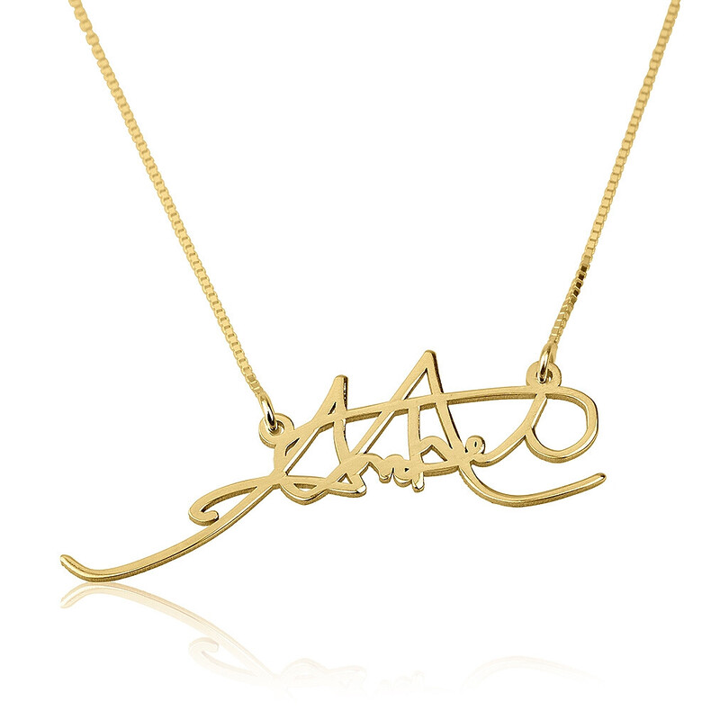 Handschrift Unterschrift Signatur Erinnerungsschmuck 3d Anhaenger Kette Gedenkschmuck Trauer Freude Gold