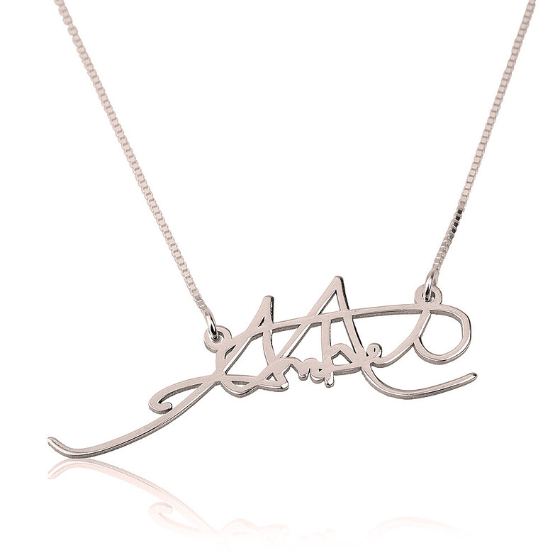 Handschrift Unterschrift Signatur Erinnerungsschmuck 3d Anhaenger Kette Gedenkschmuck Trauer Freude Rose