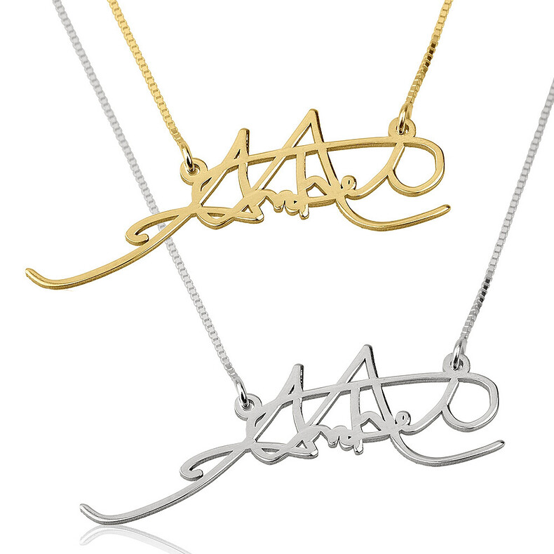 Handschrift Unterschrift Signatur Erinnerungsschmuck 3d Anhaenger Kette Gedenkschmuck Trauer Freude Silber Gold