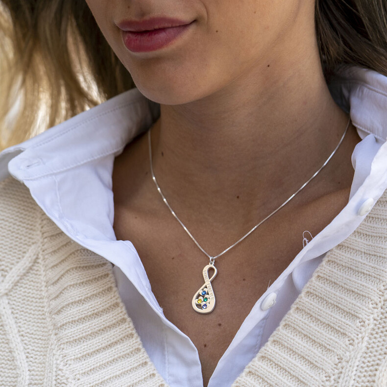 Infinity Schmuck Anhaenger Trauerschmuck Familenschmuck Verbundenheit Fuer Immer Silber Gold Gedenkschmuck Erinnerungen Indivuduelle Gravur Birthstone Geburtsstein Zirkonia Ewigkeit Rose