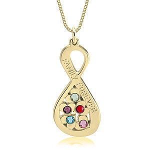 Infinity Schmuck Anhaenger Trauerschmuck Familenschmuck Verbundenheit Fuer Immer Silber Gold Gedenkschmuck Erinnerungen Indivuduelle Gravur Birthstone Geburtsstein Zirkonia Gold