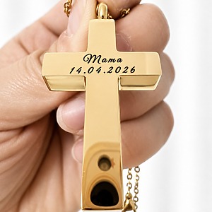 Kreuz Anhänger Gravur Gold Handgefertigt gravur personalisiert schmuck monamor