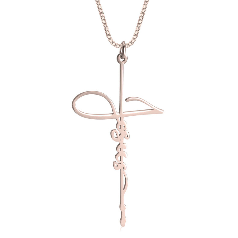 Kreuz Namen Schmuck Glaubens Anhaenger Erinnerungsschmuck Trauerschmuck Gotteswille Silber Gold Rose Vergoldung Namenschmuck Individuelle Gravur