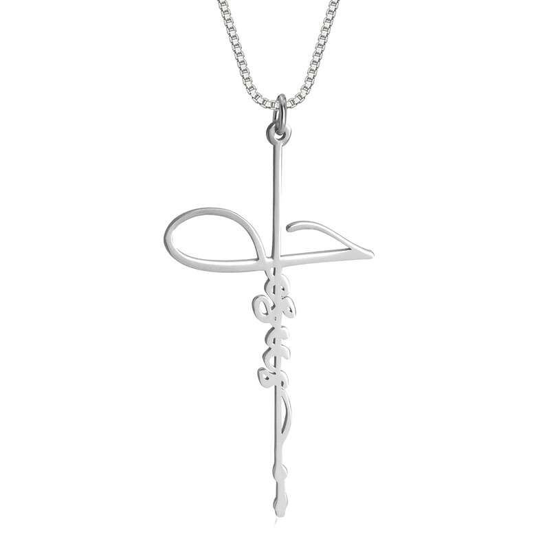 Kreuz Namen Schmuck Glaubens Anhaenger Erinnerungsschmuck Trauerschmuck Gotteswille Silber Gold Rose Vergoldung Namenschmuck Individuelle Gravur Personalisiert