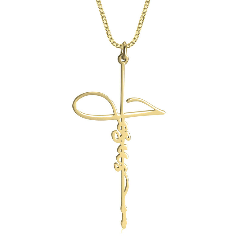 Kreuz Namen Schmuck Glaubens Anhaenger Erinnerungsschmuck Trauerschmuck Gotteswille Silber Gold Rose Vergoldung Namenschmuck Individuelle Gravur Personalisierter Schmuck