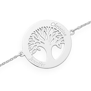 Lebensbaum Armband Erinnerungsschmuck Trauer Andenken 925 Silber Namen Gravur Personalisiert Familienschmuck