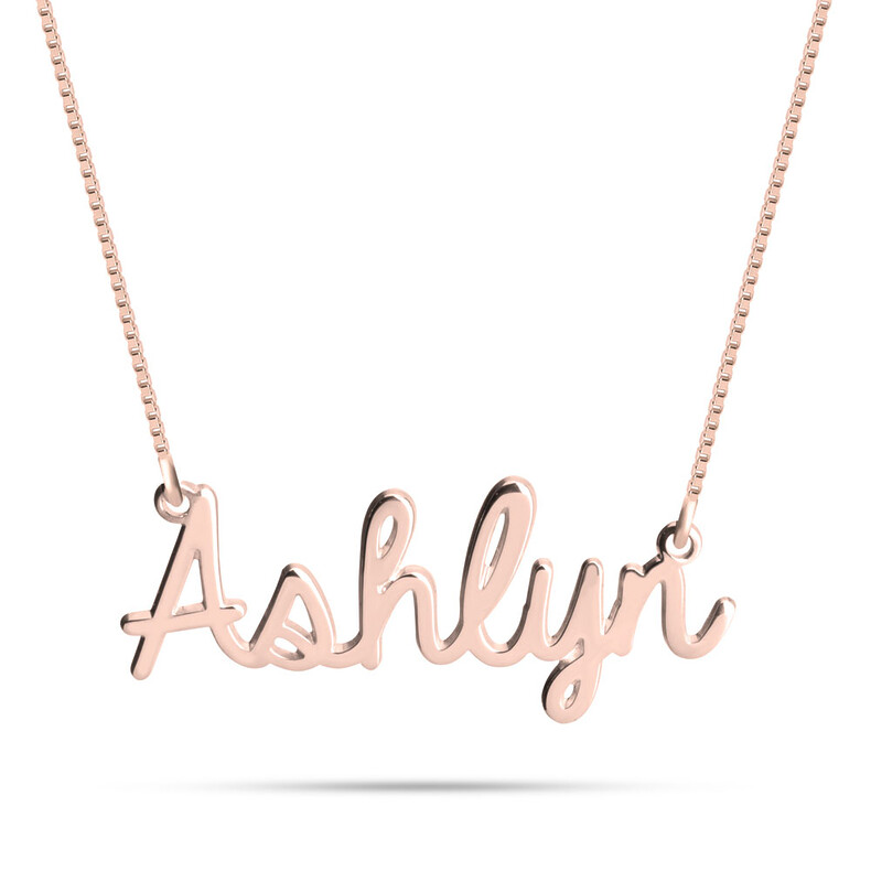 Namenkette Erinnerungsstück Personalisierter Schmuck Trauer Und Gedenkschmuck In Silber Rose Mir Schriftart