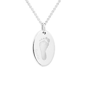 Ovaler Anhaenger Personalisiert Erinnerungsschmuck Trauerschmuck Personalisierte Kette Individueller Gravur Handabdruck Fussabdruck Baby Schmuck Andenken Gedenkschmuck Sternenkinder 925 Silber Graviert