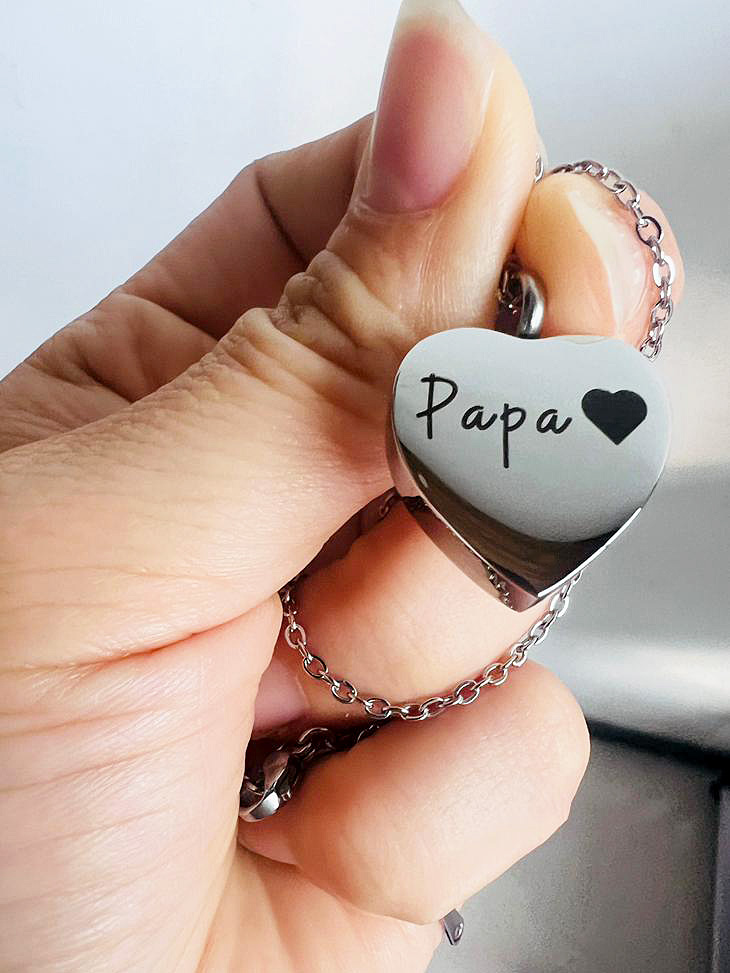 Papa Schmuck Anhaenger Kette Herz Ascheschmuck Gravur Personalisiert Silber