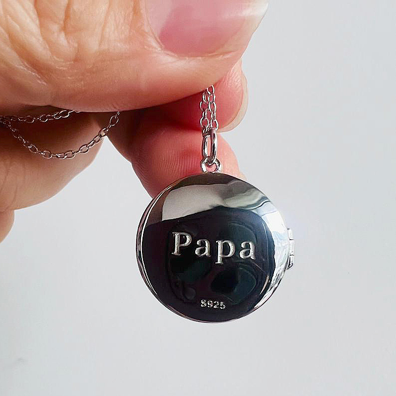 Papa Schmuck Silber Gravur Rund Personalisiert Graviert