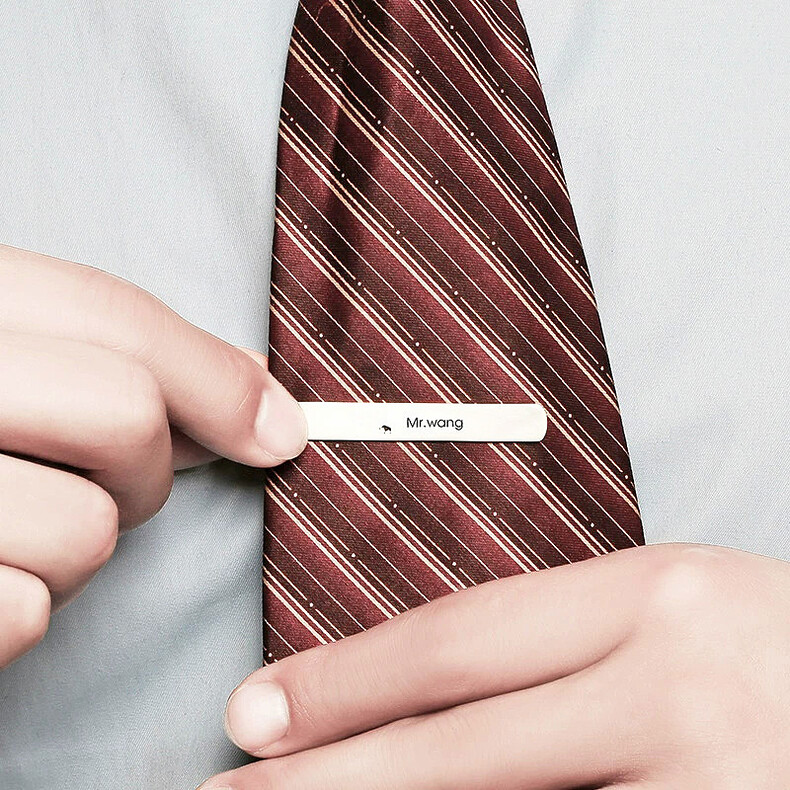 Personalisierte Krawattennadel Gravur Krawattenklammer Gravur Fingerabdruck Handabdruck Fussabdruck Initialien Gold Silber