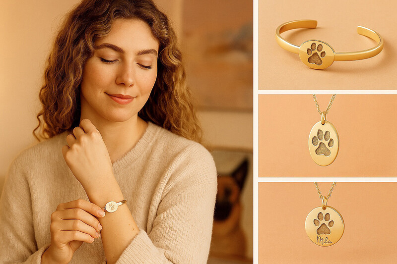Pfotenabdruck Schmuck Kette Hund Abdruck Eigener Hund Armband Haustier Halskette Personalisiert Auswahl Monamor