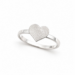 Ring Erinnerungsschmuck Fingerabdruck 925 Silber Rhodium Herz Trauerschmuck Personalisiert