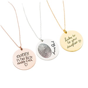 Rund Anhaenger Silber Erinnerungsschmuck Gedenk Gedanken Individuell Personalisiert Trauerschmuck Sternenkinder Fuß Hand Abdruck Fingerprint Gold Rose