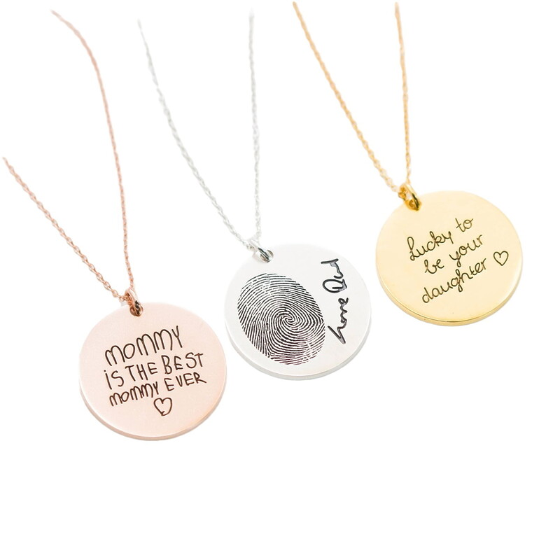 Rund Anhaenger Silber Erinnerungsschmuck Gedenk Gedanken Individuell Personalisiert Trauerschmuck Sternenkinder Fuß Hand Abdruck Fingerprint Gold Rose