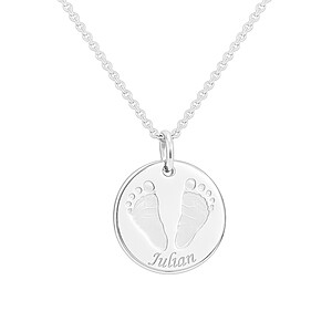 Rundekette Erinnerungsschmuck Trauerschmuck Personalisierte Kette Individueller Gravur Handabdruck Fussabdruck Baby Schmuck Andenken Gedenkschmuck Sternenkinder 925 Silber Anhaenger Graviert Mamaschmuck