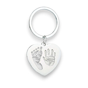 Schluesselanhaenger Hand Fussabdruck Silber Herz Individuelle Gravur Personalisiert Geschenkidee Maennerschmuck Papa Autoschluesselanhaenger Gedenkschmuck