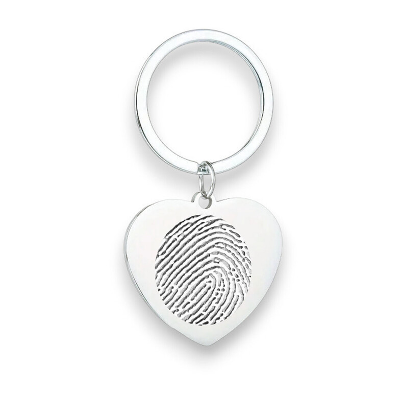 Schluesselanhaenger Silber Herz Individuelle Gravur Personalisiert Geschenkidee Maennerschmuck Papa Autoschluesselanhaenger Gedenkschmuck Fingerabdruck