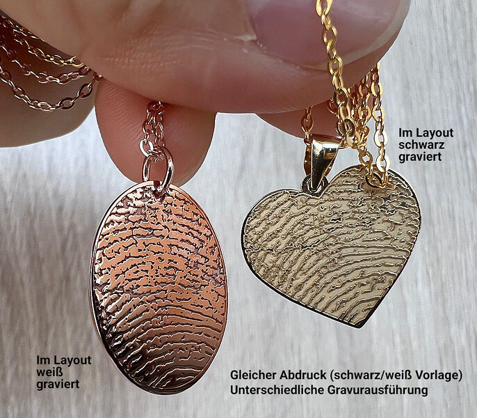 Selber Fingerabdruck Aber Andere Art Der Gravur Technik Hell Und Dunkel