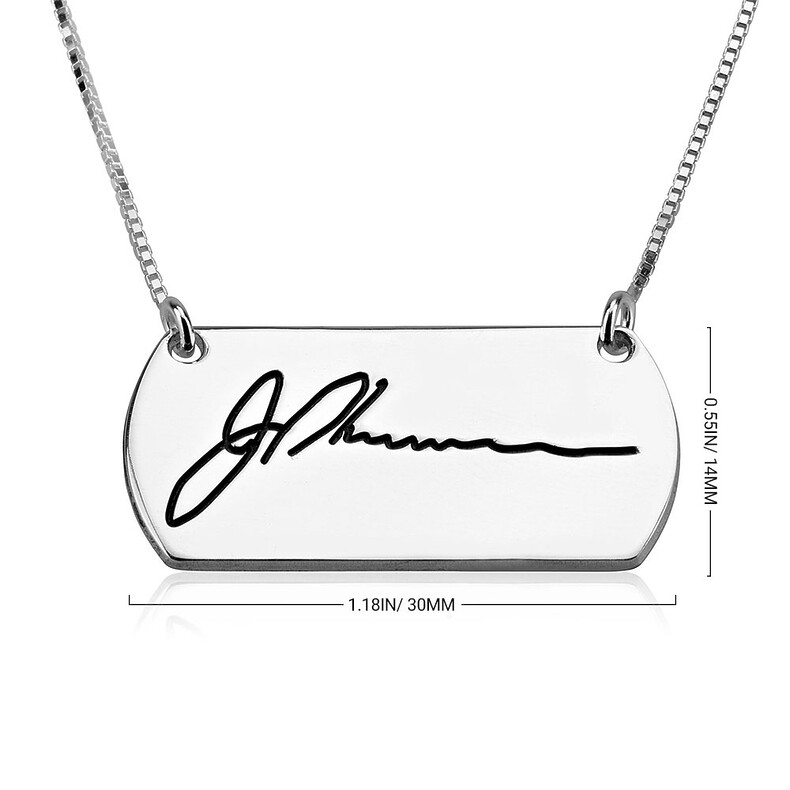 Signatur Kette Bar Erinnerungsschmuck Unterschrift Individuelle Gravur Widmung Personalisiert Maennerkette Trauerschmuck Gedenk Andenken Papa Opa Tot Rose Vergoldet