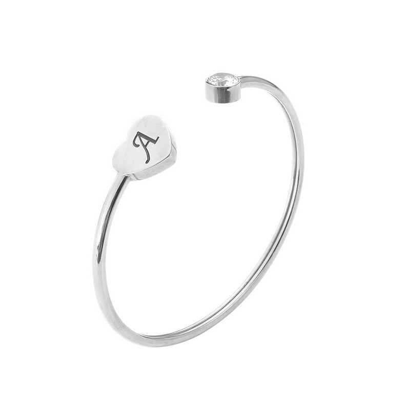 Single Herz Armband Erinnerungsschmuck Trauerschmuck Armreif Silber Namen