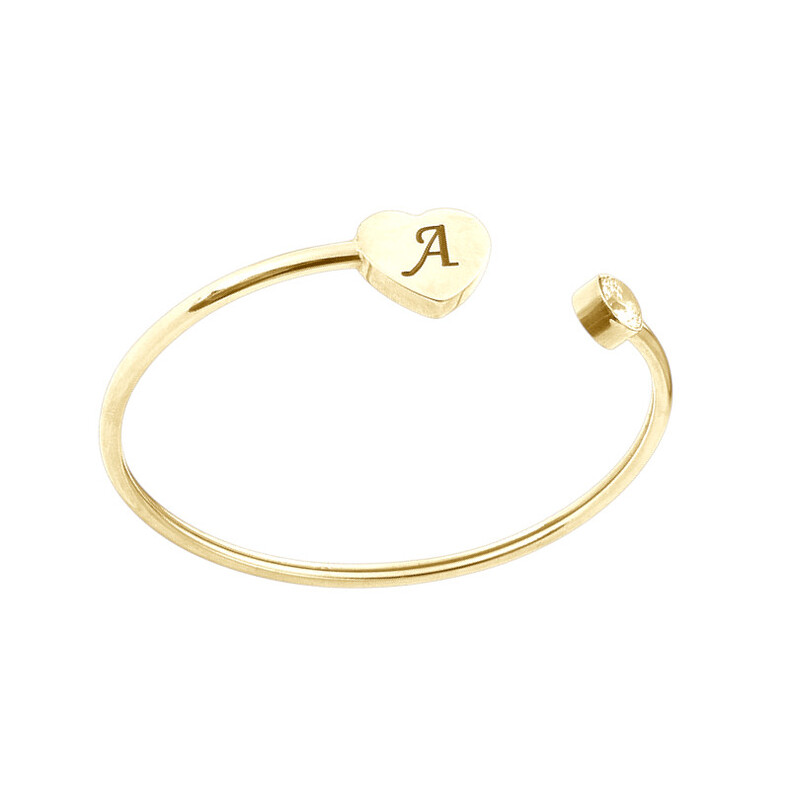 Single Herz Armband Erinnerungsschmuck Trauerschmuck Armreif Silber Namen Vergoldet