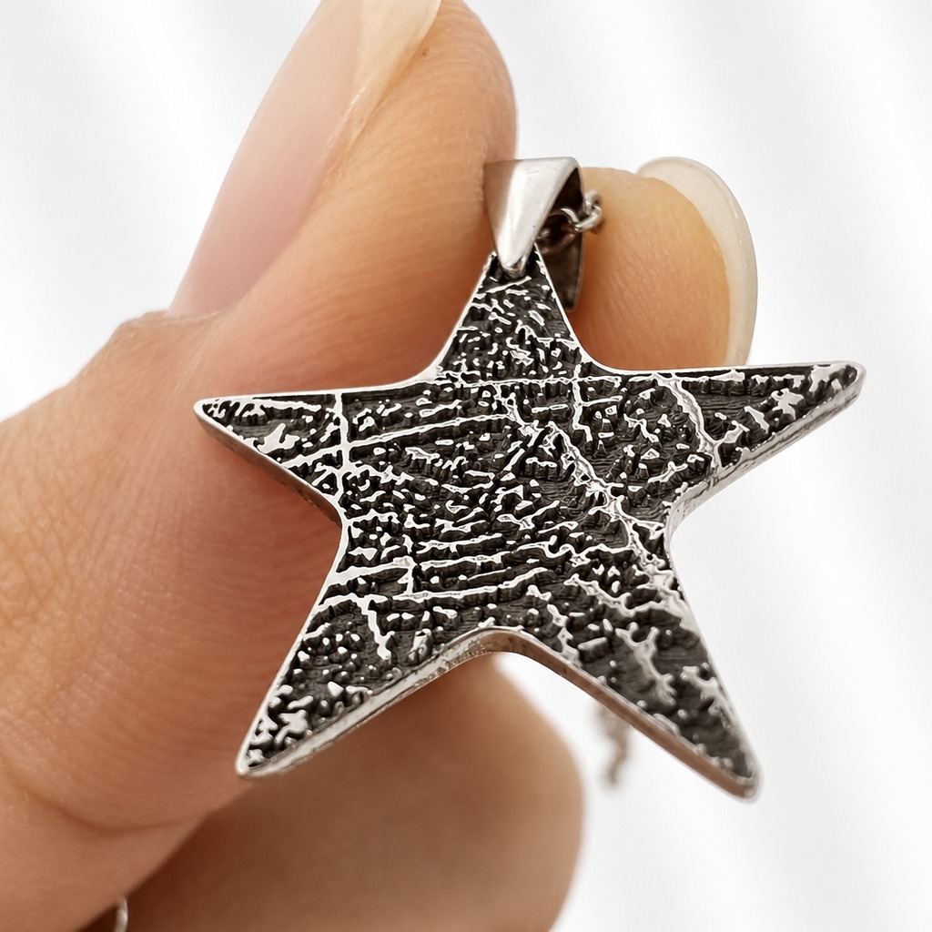 Colgante de estrella con huella dactilar, imagen del producto, joyas grabadas, joyas personalizadas, monamor