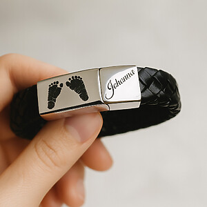 Urnen Asche Armband Herrenschmuck Lederarmband Silber Edelstahl Hand Fussabdruck Sternenkinder Gravur Indvividuell Geburt Trauerschmuck Erinnerungen Gedenk