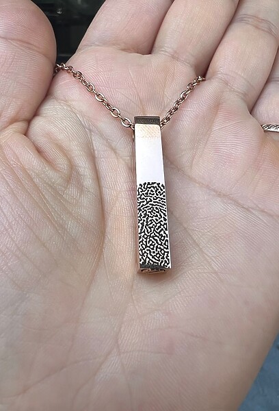 Urnen Ascheschmuck Vergoldet Rose Gold Kette Barren Personalisiert Fingerabdruck Fingerprint Erinnerungsschmuck Trauer Andenken Individuell
