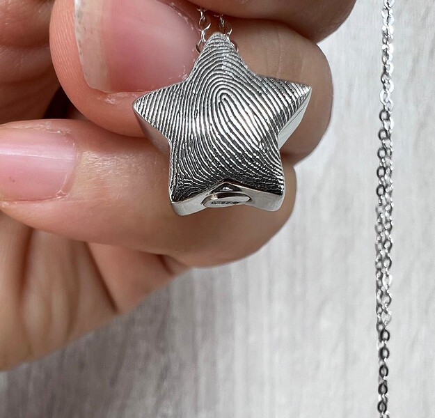 Urnenschmuck Asche Stern Silber Fingerabdruck Abdruck Gravur